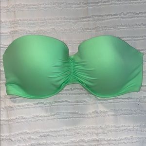 Strapless neon green bathing suit top